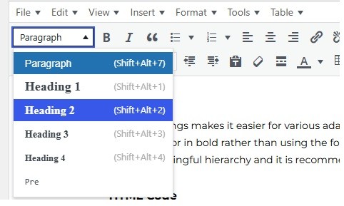 screenshot of selecting the text format using Affinity