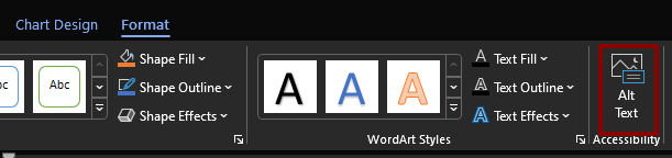 screenshot showing how to add alt text to a chart