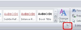 screenshot of changing styles in Word