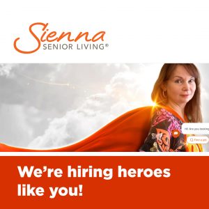 Image of a woman wearing a cape with clouds in the background. Text says We're hiring heroes like you!