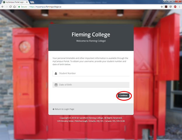 Screen capture of myCampus portal page