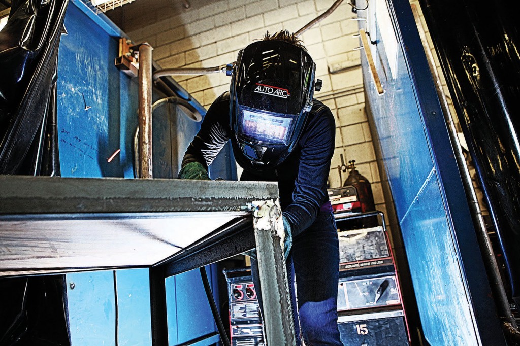 Welding student wearing PPE