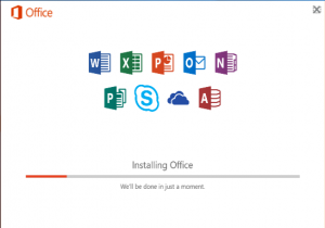 An image showing what the installation window looks like for Office 365.