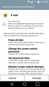 Android screenshot illustrating the account settings configuration page