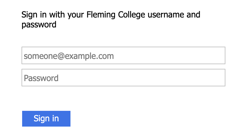 Image of Fleming Colleges SSO sign-in page.