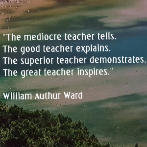 A mediocre teacher tells; the good teacher explains; the superior teacher demonstrates; the great teacher inspires - William Arthur Ward